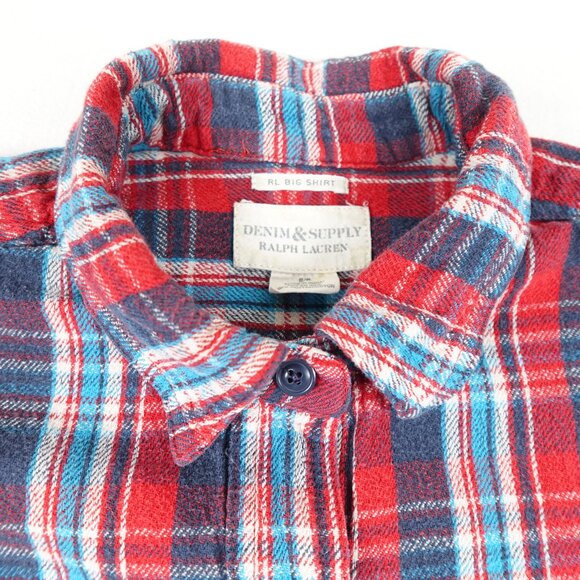 Ralph Lauren Denim & Supply Plaid Thick Flannel BIG SHIRT Women's Small - Picture 2 of 13
